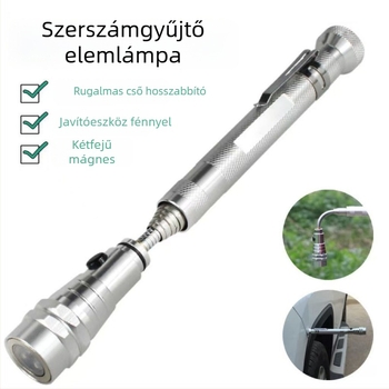 Teleszkópos csővilágítás fogóeszközzel — LED zseblámpa, kézi hajtás, alumíniumötvözet test, 50 m hatótávolság