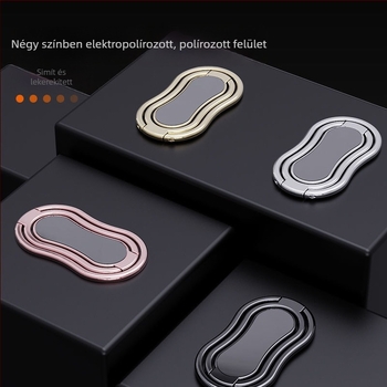 Asztali telefon- és tabletállvány összecsukható kivitelben, 360° forgás, kettős gyűrűs fogás, ötvözetes anyagú, iPadhez univerzálisan kompatibilis
