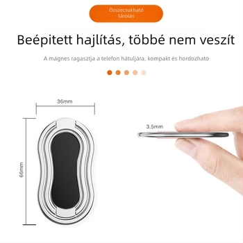 Asztali telefon- és tabletállvány összecsukható kivitelben, 360° forgás, kettős gyűrűs fogás, ötvözetes anyagú, iPadhez univerzálisan kompatibilis