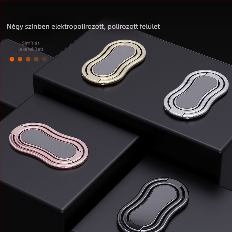 Asztali telefon- és tabletállvány összecsukható kivitelben, 360° forgás, kettős gyűrűs fogás, ötvözetes anyagú, iPadhez univerzálisan kompatibilis