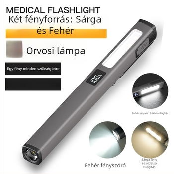 LED toll formájú zseblámpa, újratölthető, mágneses, ütésálló, kemping és autóellenőrzéshez (3W, 120lm, 400mAh, Type-C töltés)