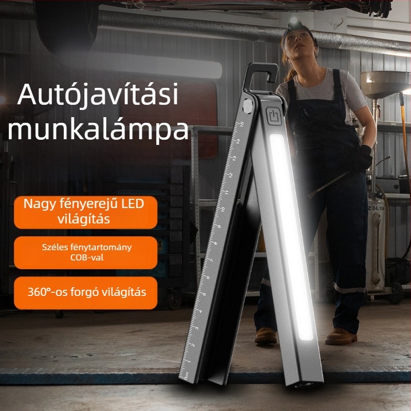 LED toll formájú zseblámpa, újratölthető, mágneses, ütésálló, kemping és autóellenőrzéshez (3W, 120lm, 400mAh, Type-C töltés)