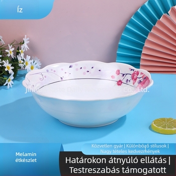 Melamin tál virágos mintával, kerek, modern minimalista stílus, mikrohullámú sütő nem használható