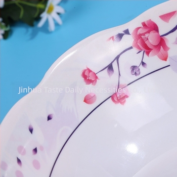 Melamin tál virágos mintával, kerek, modern minimalista stílus, mikrohullámú sütő nem használható