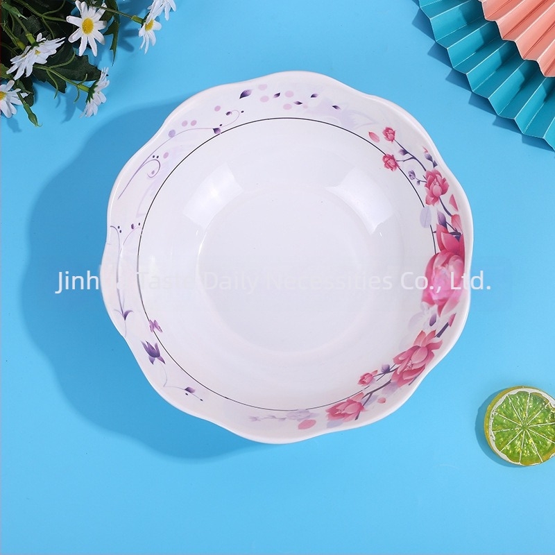 Melamin tál virágos mintával, kerek, modern minimalista stílus, mikrohullámú sütő nem használható