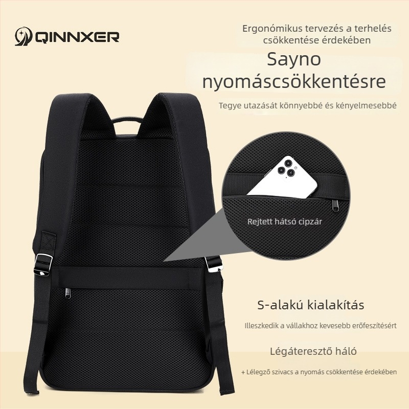 Qingxi 16 hüvelykes laptop hátizsák, uniszex, könnyű üzleti elit stílus, ütésálló légpárnás vállpánttal, vízálló PVC, 20–35L kapacitás, geometriai minta