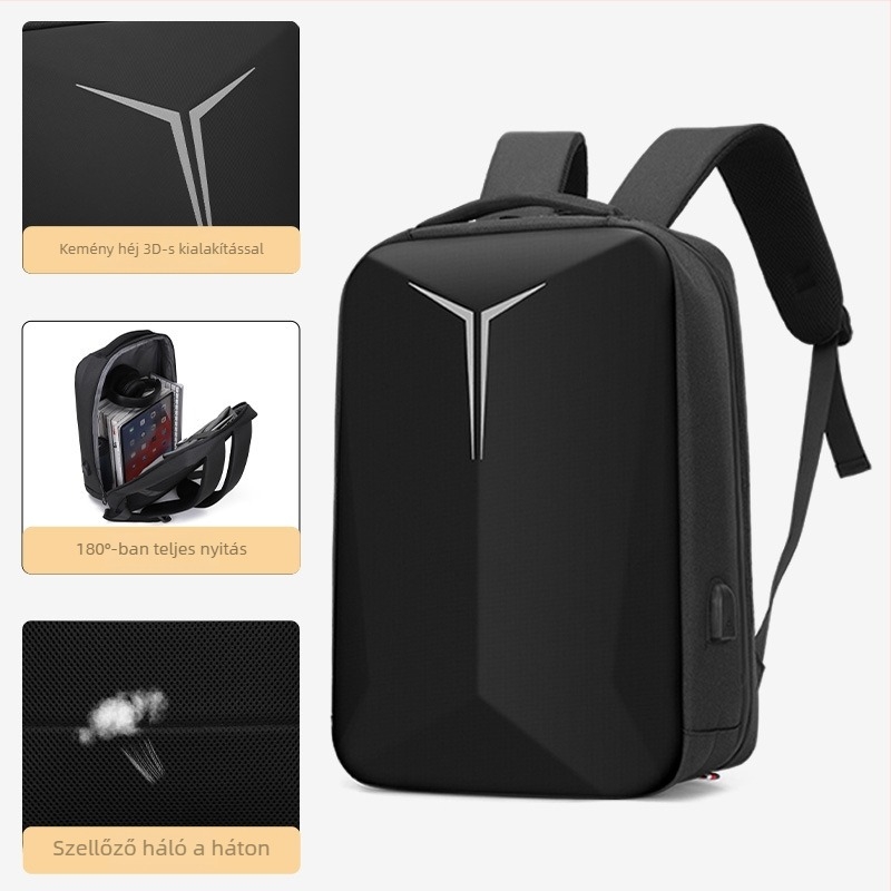 Qingxi 16 hüvelykes laptop hátizsák, uniszex, könnyű üzleti elit stílus, ütésálló légpárnás vállpánttal, vízálló PVC, 20–35L kapacitás, geometriai minta