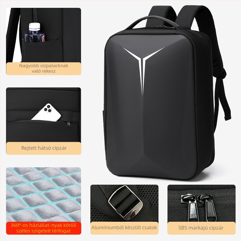 Qingxi 16 hüvelykes laptop hátizsák, uniszex, könnyű üzleti elit stílus, ütésálló légpárnás vállpánttal, vízálló PVC, 20–35L kapacitás, geometriai minta