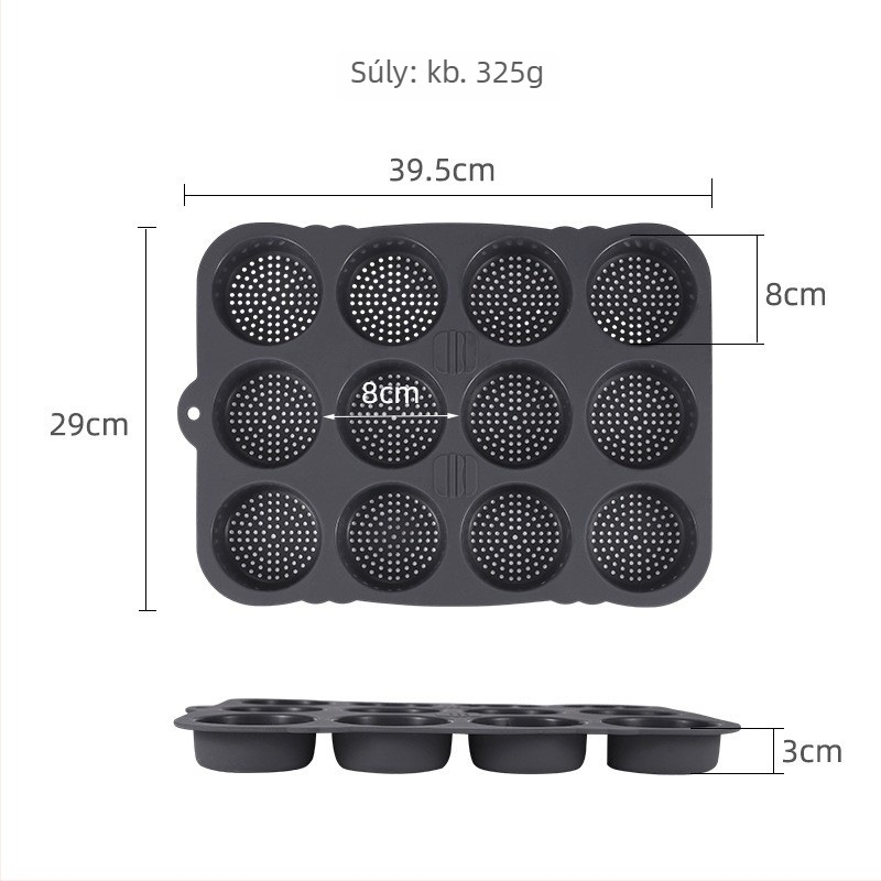 Szilikon kenyérforma készlet, 12 db, tapadásmentes, kerek forma – Zilan Ya