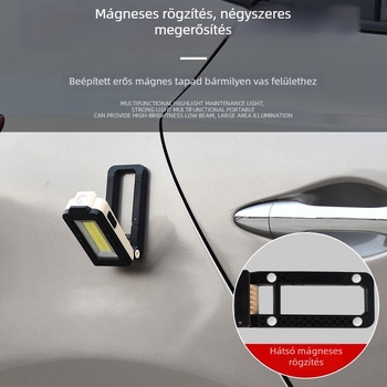 LED munkalámpa COB-val, Type-C töltés, 5W, 1200mAh akkumulátor, mágneses kampó