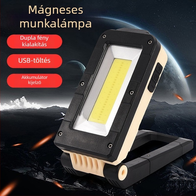LED munkalámpa COB-val, Type-C töltés, 5W, 1200mAh akkumulátor, mágneses kampó
