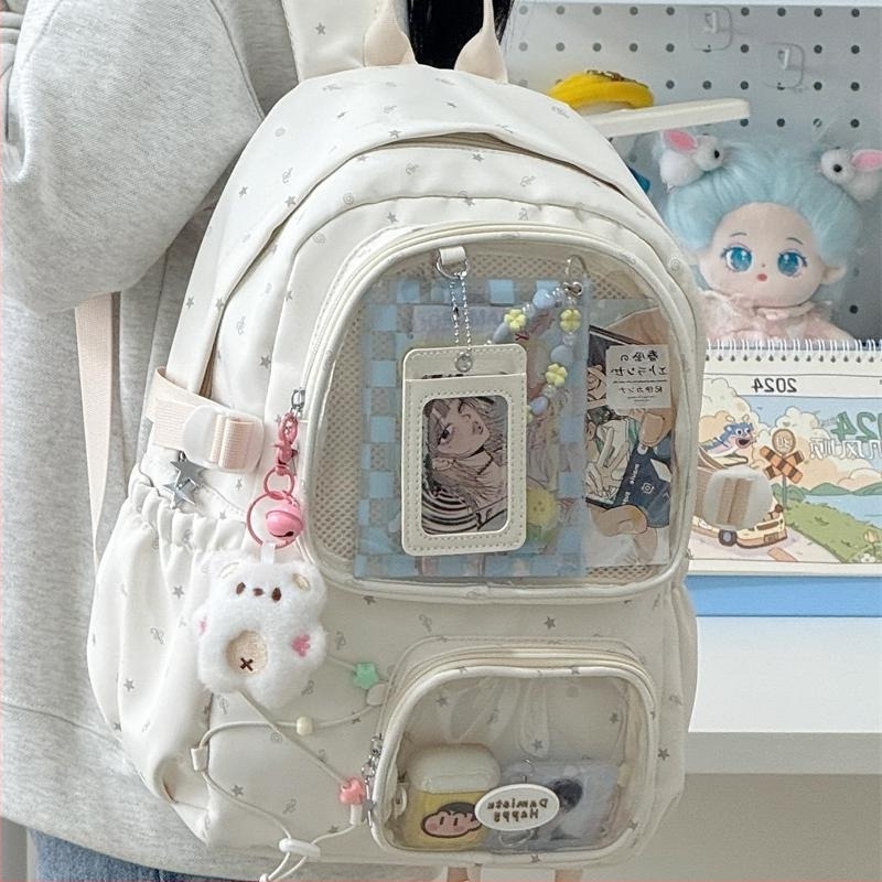 Japán stílusú iskolatáska lányoknak, friss, eredeti Mori Kei dizájn, átlátszó, 12 colos laptop-kompatibilis