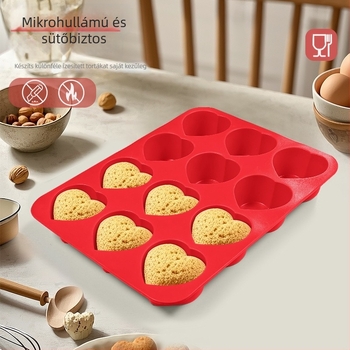 Szilikonból készült szív alakú tortaforma, tapadásmentes, modern-minimalista stílus