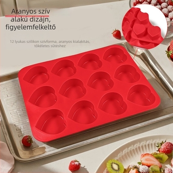 Szilikonból készült szív alakú tortaforma, tapadásmentes, modern-minimalista stílus