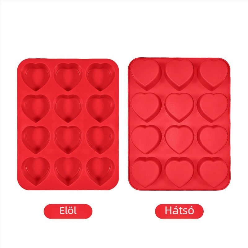 Szilikonból készült szív alakú tortaforma, tapadásmentes, modern-minimalista stílus