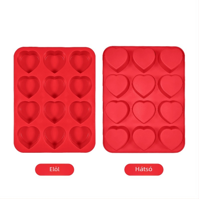 Szilikonból készült szív alakú tortaforma, tapadásmentes, modern-minimalista stílus