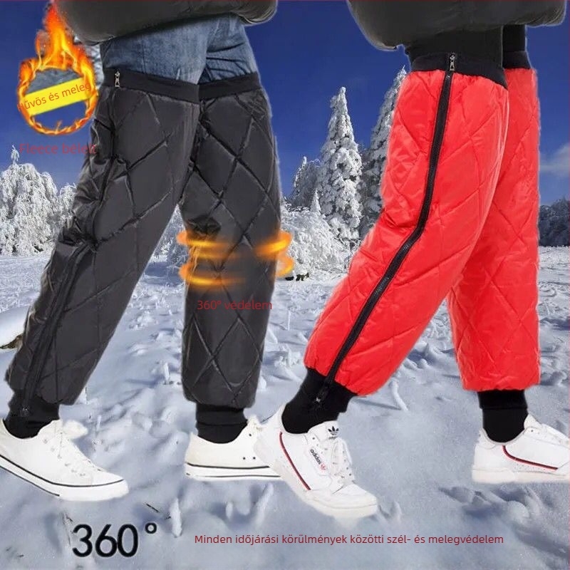 Sportos térdvédők hosszabb rögzítőpánttal, fleece-béléses téli melegen tartás, uniszex felnőtteknek