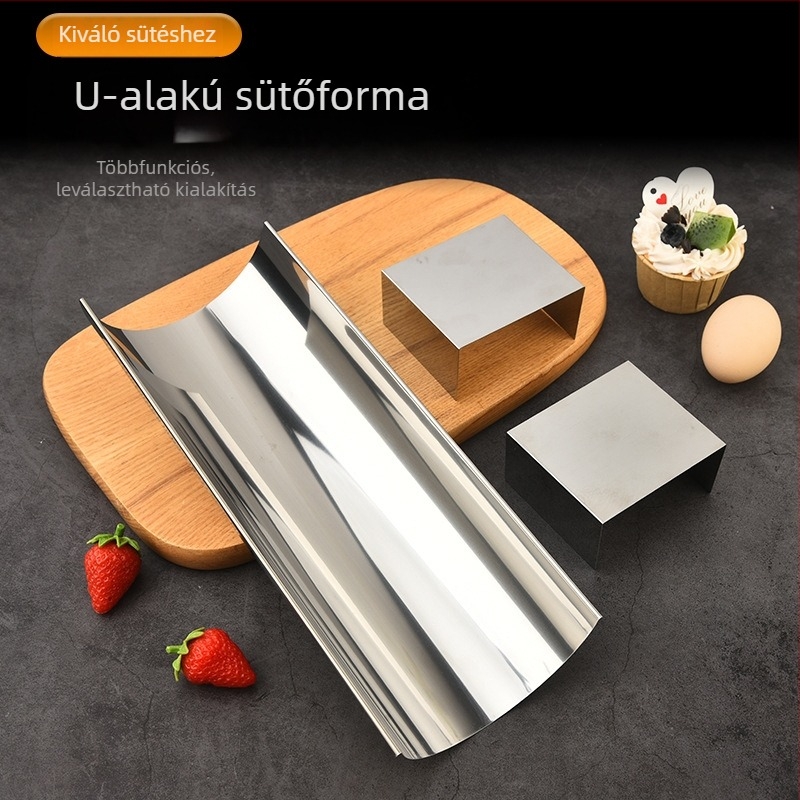 Rozsdamentes acél U-alakú tortaforma tekercs készítéséhez; modell Ql-0201; 2023-ban bemutatva; kategória: süteményformák