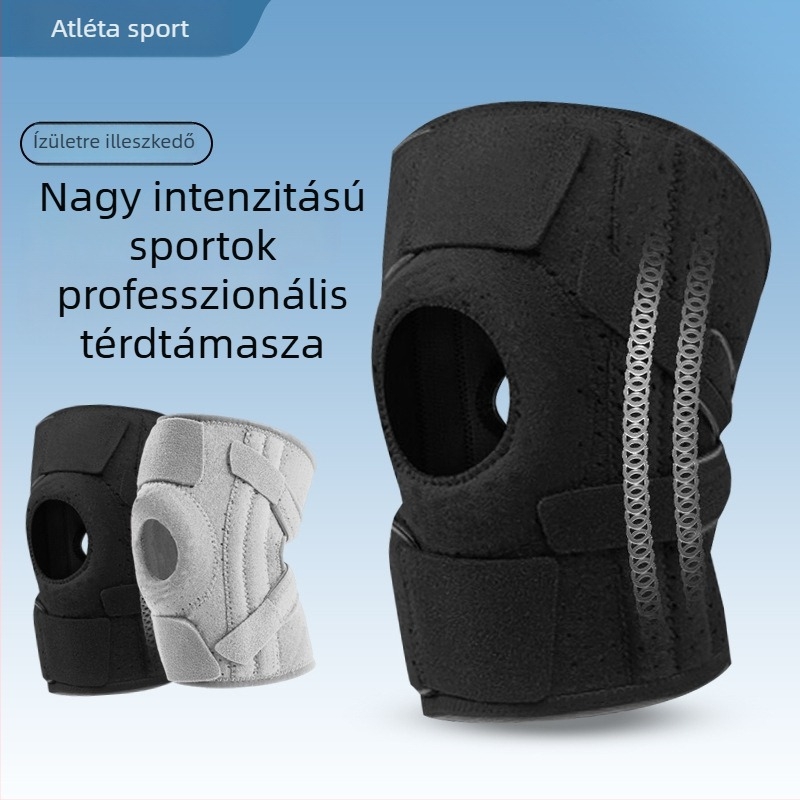 Térdvédők kompressziós pántokkal sporthoz, túrázáshoz, kerékpározáshoz és kosárlabdázáshoz; térd és meniszkusz védelem