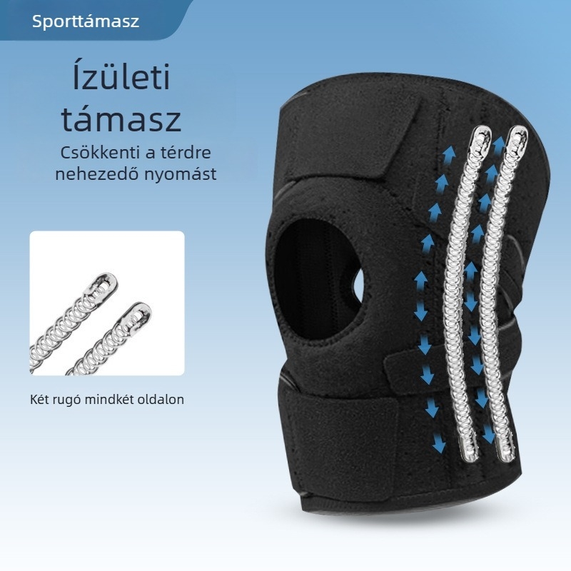 Térdvédők kompressziós pántokkal sporthoz, túrázáshoz, kerékpározáshoz és kosárlabdázáshoz; térd és meniszkusz védelem