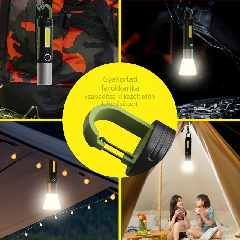 Kézi LED zseblámpa USB töltéssel, 10W, 1200mAh, 200–500 m hatótávolság