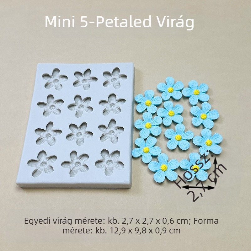 Szilikon tortaforma – mini 5-szirmú virág, fondant és csokoládé díszítéshez, kézműves DIY