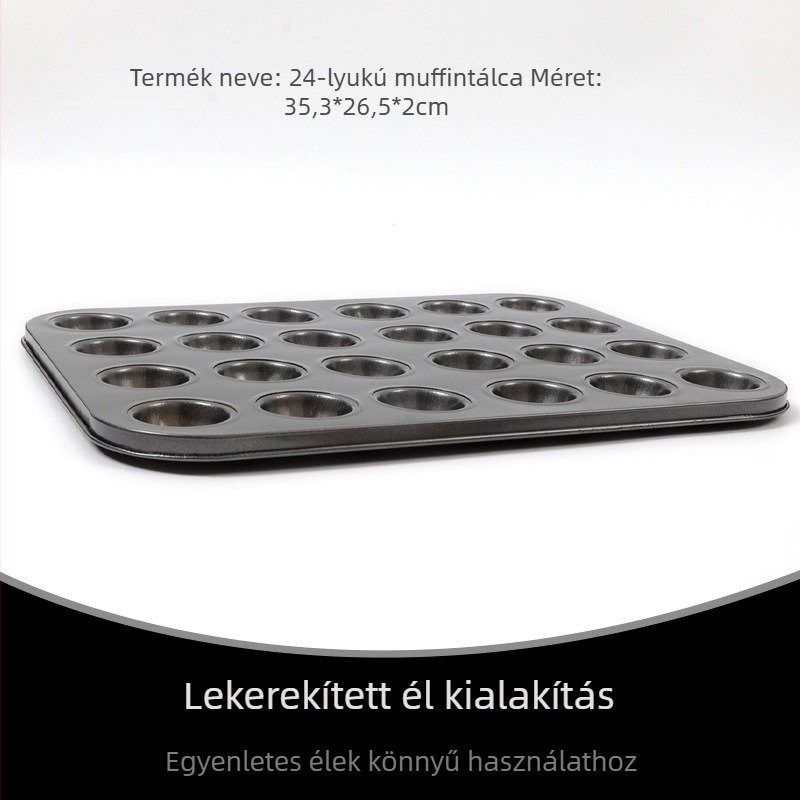 Nem tapadó 24 rekeszes mini sütőforma, kör alakú, szénacél Teflon bevonattal, mini sütemények és pudingok készítésére