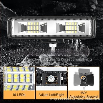Autó és motorkerékpár munkalámpa, 16 LED, 48W, 12-60V, 1000lm, 6500K