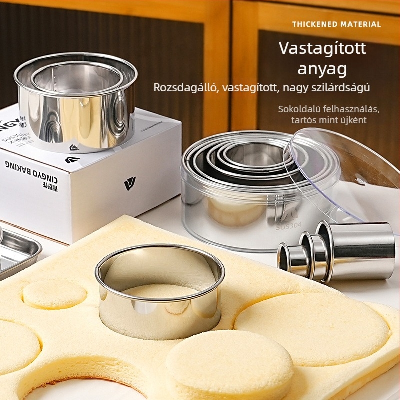 Kerek torta körkívágó forma, 304 rozsdamentes acél, megnövelt és megvastagodott, mousse-hoz alapgyűrű