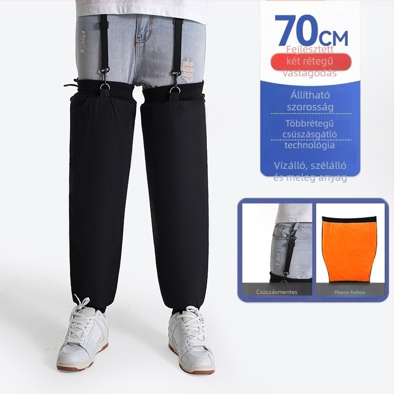 Téli motorkerékpár térdvédő fleece béléssel, vastag, szélálló, felnőtt használatra