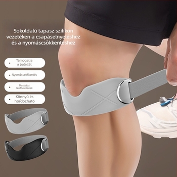 Szilikonból készült patella szalaggal rendelkező térdvédő, univerzális használat, ideális futáshoz, kerékpározáshoz és tollaslabdához