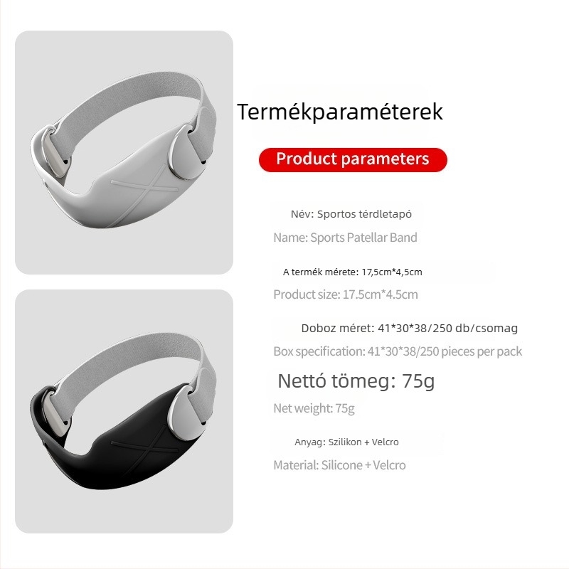 Szilikonból készült patella szalaggal rendelkező térdvédő, univerzális használat, ideális futáshoz, kerékpározáshoz és tollaslabdához