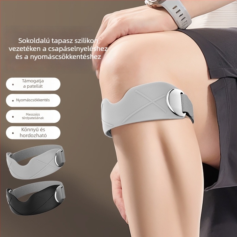 Szilikonból készült patella szalaggal rendelkező térdvédő, univerzális használat, ideális futáshoz, kerékpározáshoz és tollaslabdához