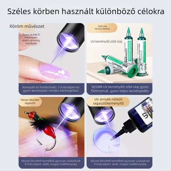 UV ragasztó megkötő lámpa 365 nm — mini LED zseblámpa, 5W, 1200 mAh újratölthető akkumulátor, hordozható mindennapi használatra
