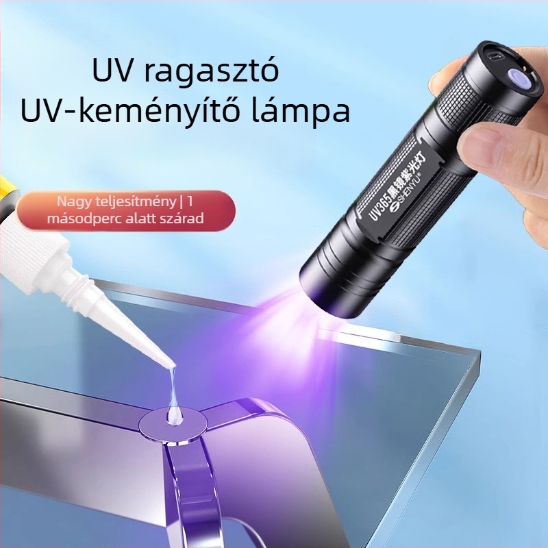 UV ragasztó megkötő lámpa 365 nm — mini LED zseblámpa, 5W, 1200 mAh újratölthető akkumulátor, hordozható mindennapi használatra