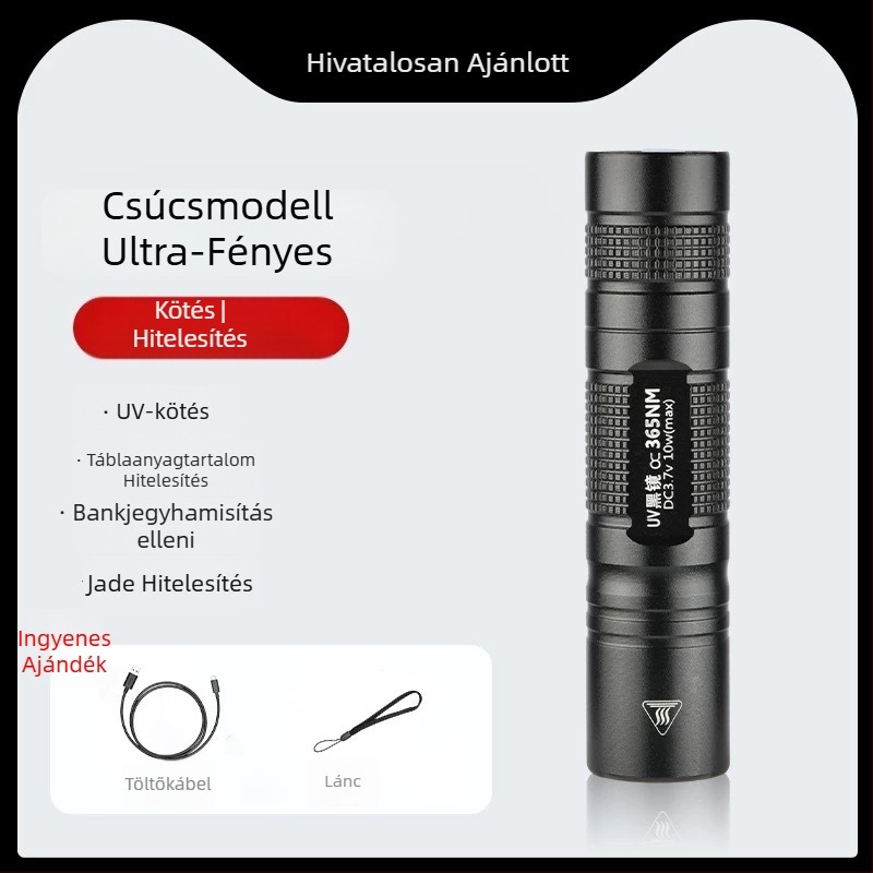 UV ragasztó megkötő lámpa 365 nm — mini LED zseblámpa, 5W, 1200 mAh újratölthető akkumulátor, hordozható mindennapi használatra