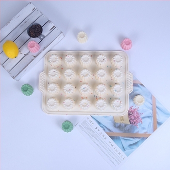 Szilikon muffin- és csokoládés torta forma krizantéma mintával, 20 rekesz, szabálytalan forma, sütőforma