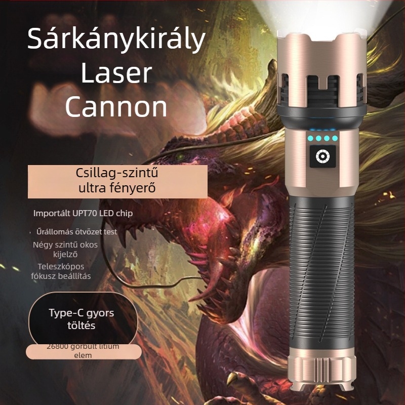 A68 LED zseblámpa teleszkópos zoommal – 20W, 5000mAh, üzemidő 4–9 óra
