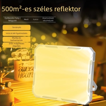LED munkalámpa mágneses alapzattal, újratölthető, nagy fényerővel, építkezésekhez és kempingezéshez