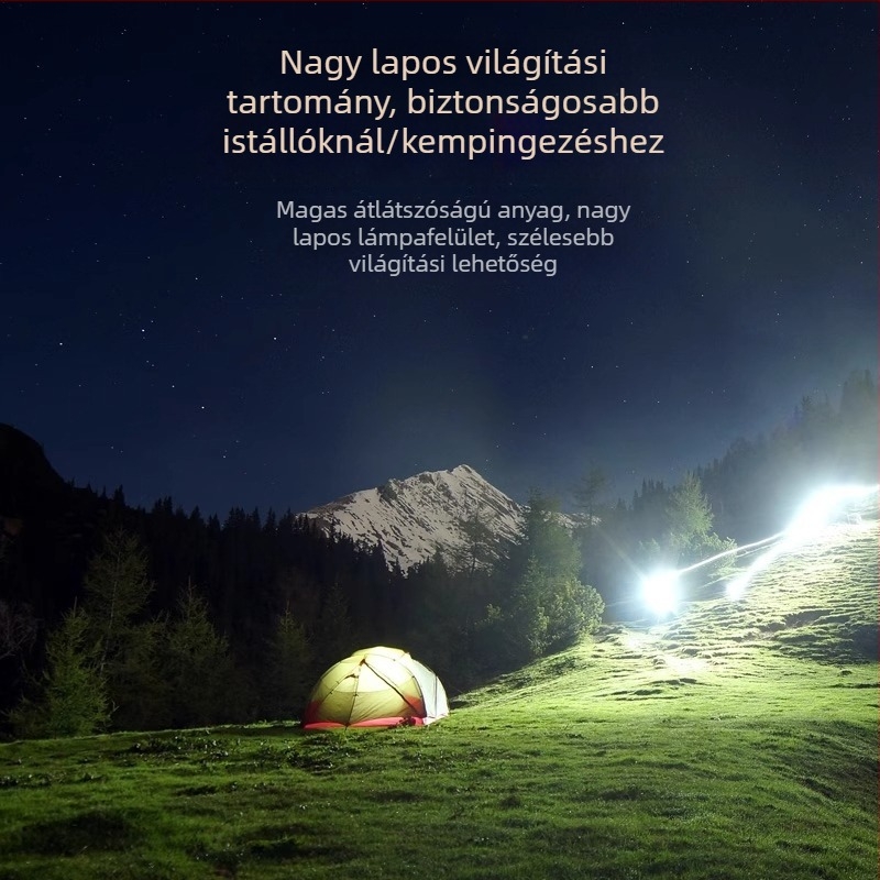LED munkalámpa mágneses alapzattal, újratölthető, nagy fényerővel, építkezésekhez és kempingezéshez