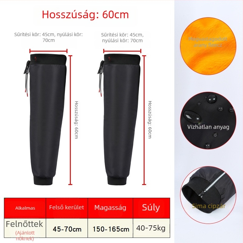 Téli térdvédők elektromos kerékpárhoz/motorkerékpárhoz fleece béléssel, szélálló, vízálló, vastag párnázással