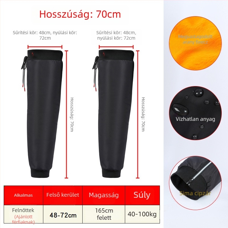 Téli térdvédők elektromos kerékpárhoz/motorkerékpárhoz fleece béléssel, szélálló, vízálló, vastag párnázással