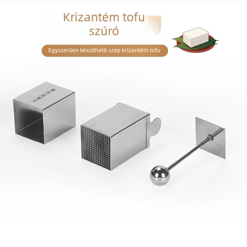 Rozsdamentes acél tofu selyem kés forma, szabályos több oldalú forma, formázó eszköz, 112 g