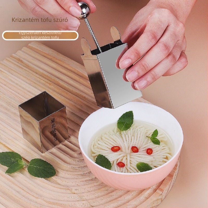 Rozsdamentes acél tofu selyem kés forma, szabályos több oldalú forma, formázó eszköz, 112 g