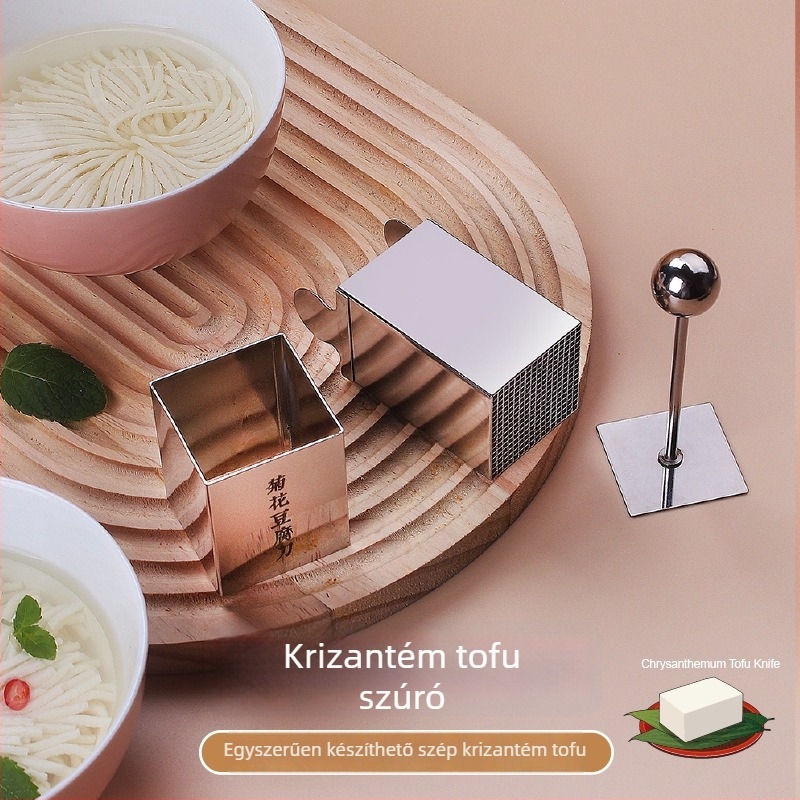 Rozsdamentes acél tofu selyem kés forma, szabályos több oldalú forma, formázó eszköz, 112 g
