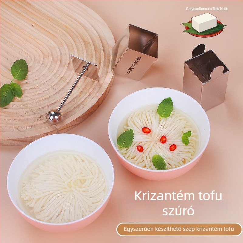 Rozsdamentes acél tofu selyem kés forma, szabályos több oldalú forma, formázó eszköz, 112 g