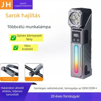 Mini LED elemlámpa, újratölthető, kézi hajtás, 1800 mAh, 10W, fényhatótáv 50–100 m