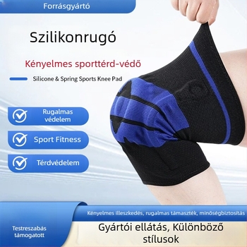 Térdvédők szilikon ütéscsillapítással és rugó-támogatással kerékpározáshoz, futáshoz, kosárlabdához és hegymászáshoz