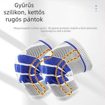 Térdvédők szilikon ütéscsillapítással és rugó-támogatással kerékpározáshoz, futáshoz, kosárlabdához és hegymászáshoz