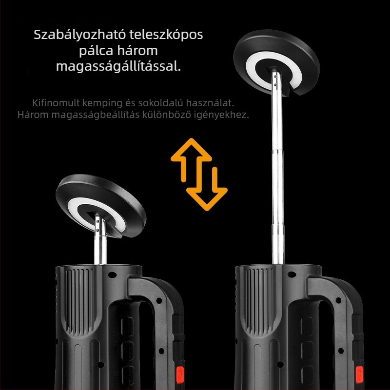 USB-töltéses zseblámpa 360°-os forgatható fejjel és hátsó fénnyel, 18650-es akkumulátor, 200–500 m fényereje